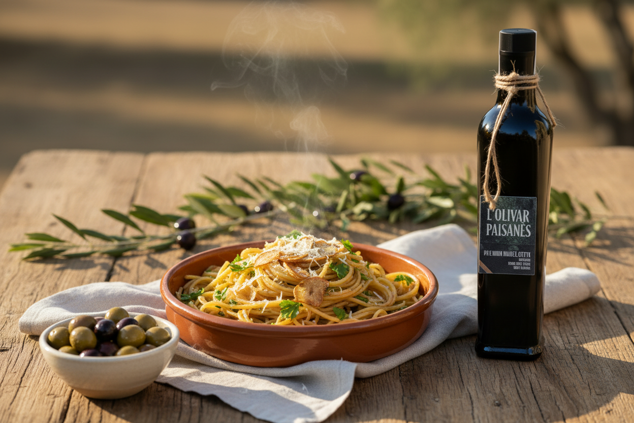 Pasta al Ajillo con Aceite de Oliva Virgen Extra | Receta Fácil y Saludable