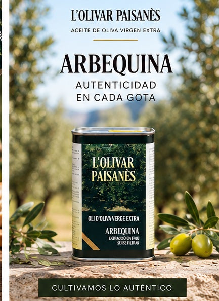 AOVE Arbequina L'Olivar Paisanès en lata de 250 ml con sabor suave y equilibrado