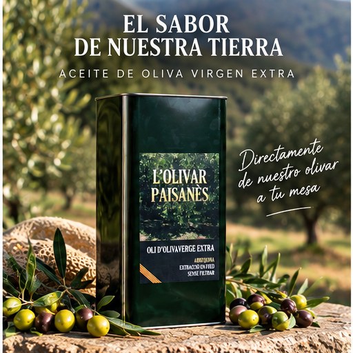 AOVE Arbequina L'Olivar Paisanès de producción propia en olivar de Tarragona