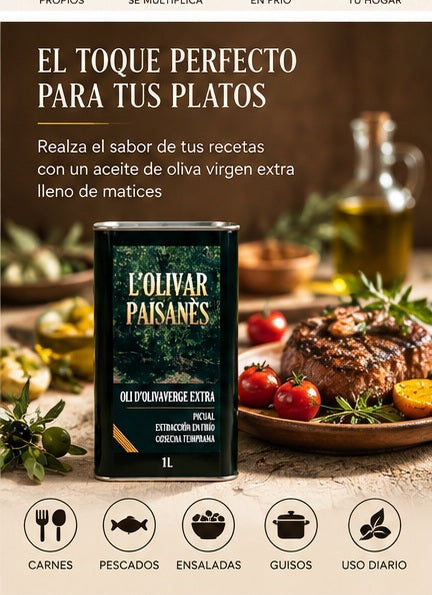 AOVE Picual ideal para carnes, pescados, ensaladas, guisos y cocina mediterránea