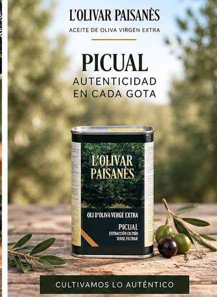 AOVE Picual L'Olivar Paisanès en lata de 250 ml con sabor intenso y robusto