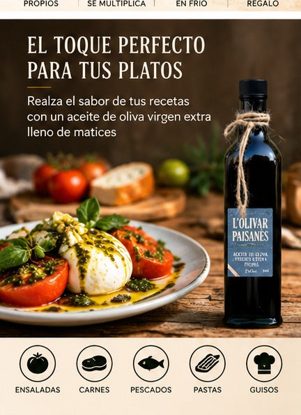 AOVE Picual en botella Fiorentina de 250 ml ideal para ensaladas, carnes, pescados, pastas y guisos