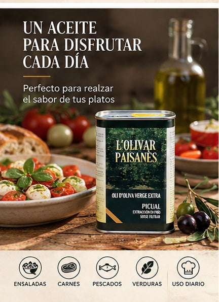 AOVE Picual de 250 ml ideal para ensaladas, carnes, pescados, verduras y cocina diaria