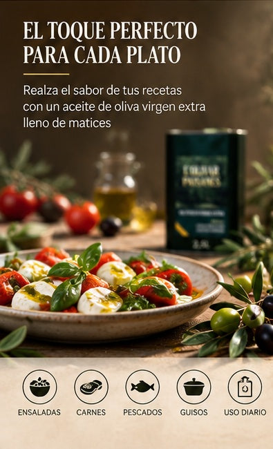 AOVE Picual ideal para ensaladas, carnes, pescados, guisos y cocina diaria