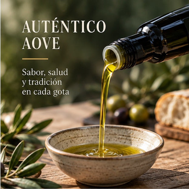 Aceite de oliva virgen extra premium Picual y Arbequina servido en cuenco con sabor mediterráneo