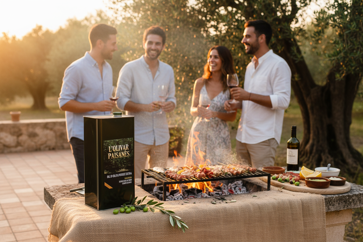 Barbacoa al atardecer con L'Olivar Paisanès