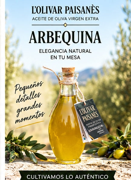 Jarra Egipcia de 250 ml de AOVE Arbequina L'Olivar Paisanès en presentación elegante