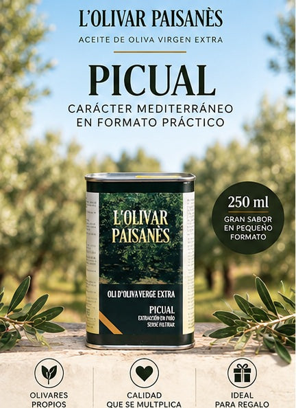 Lata de 250 ml de AOVE Picual L'Olivar Paisanès en formato práctico y gourmet